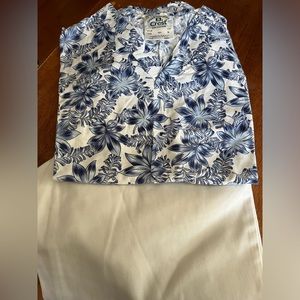 Blue & White Floral Scrub Set